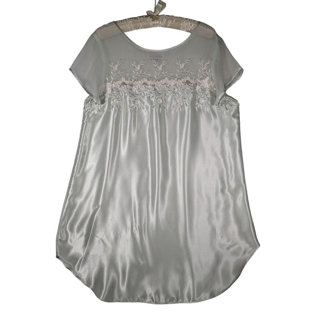 Vtge 70's Bali Studio NightgownLight mint green Lace Sz L Bust 40 "Length 34"